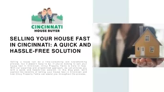 Selling Your House Fast in Cincinnati A Quick and Hassle-Free Solution