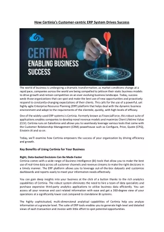 How Certinia’s Customer-centric ERP System Drives Success