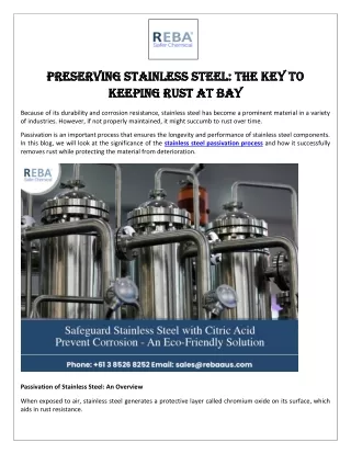 Preserving Stainless Steel The Key to Keeping Rust at Bay