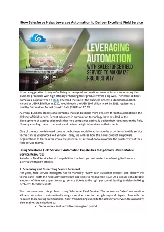 How Salesforce Helps Leverage Automation to Deliver Excellent Field Service