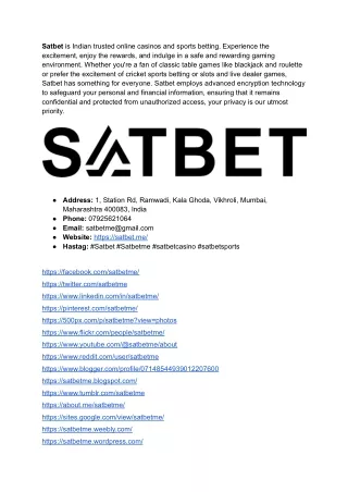 Satbet_ The Ultimate Destination for Casino Enthusiasts in India