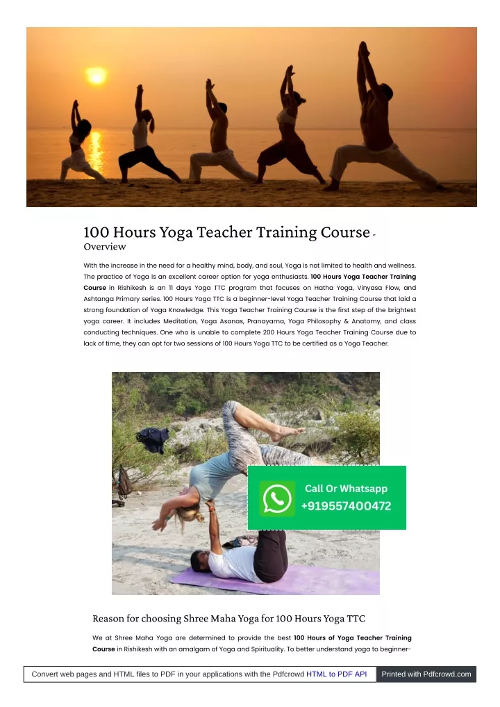 100 hours yoga teacher training course overview