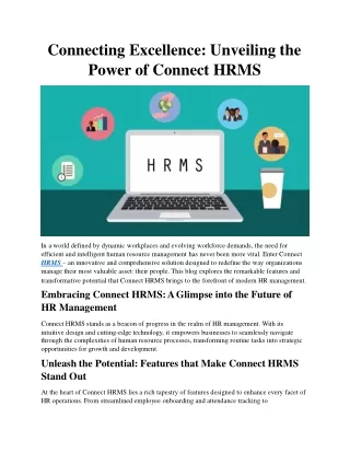 Connecting Excellence: Unveiling the Power of Connect HRMS