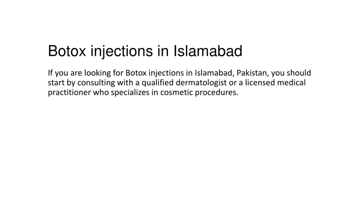 botox injections in islamabad
