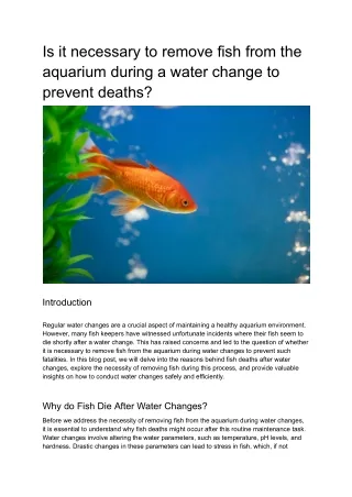 Is it necessary to remove fish from the aquarium during a water change to prevent deaths.docx