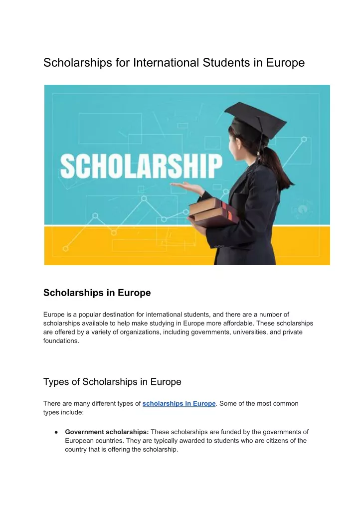 scholarships for international students in europe