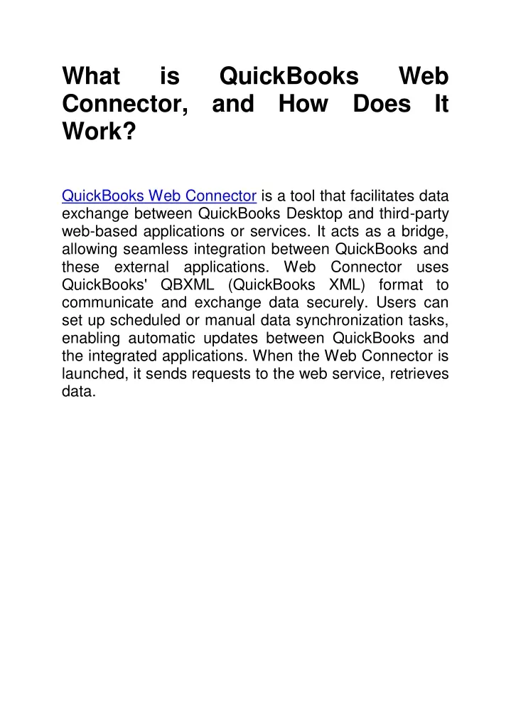 what connector and how does it work quickbooks