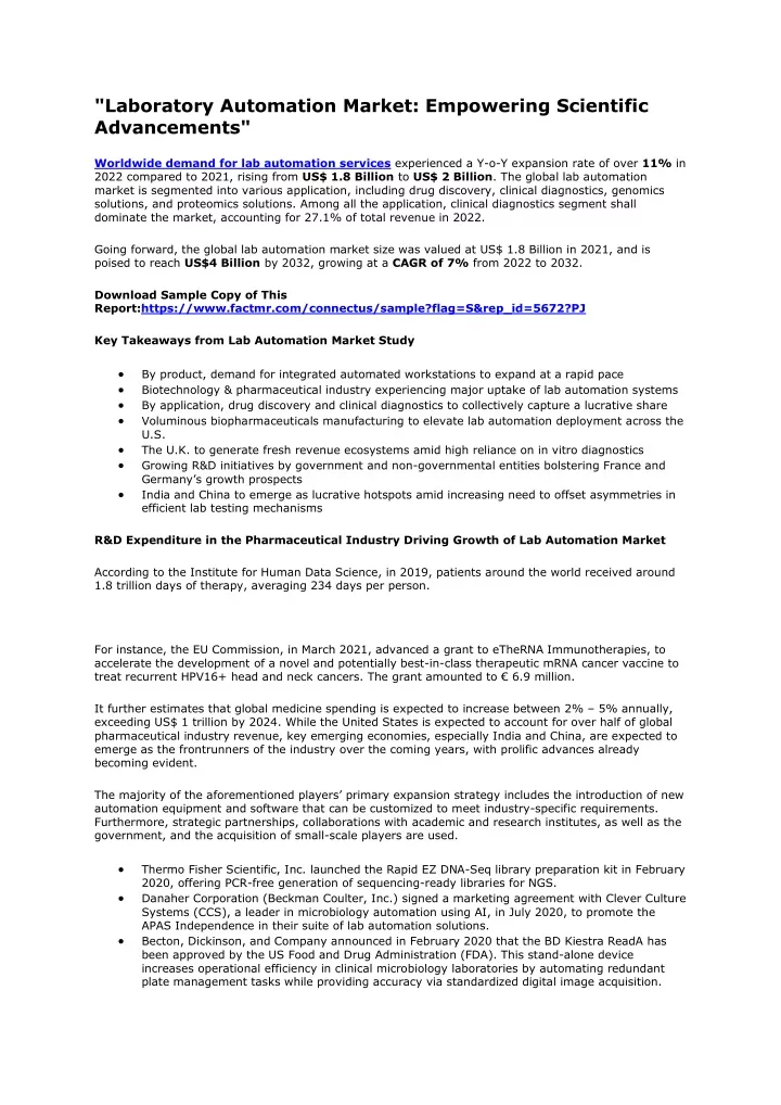 laboratory automation market empowering