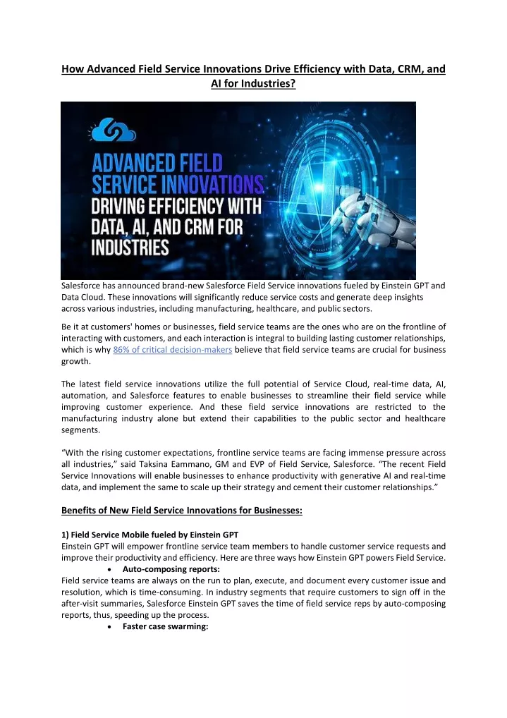how advanced field service innovations drive