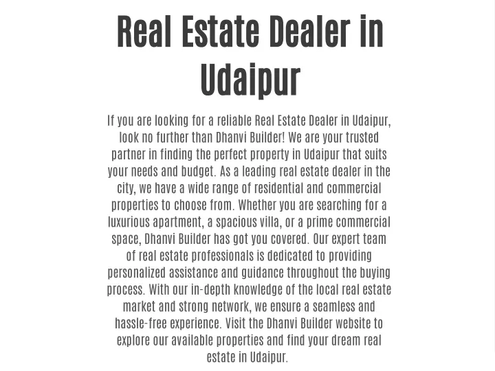 real estate dealer in udaipur if you are looking