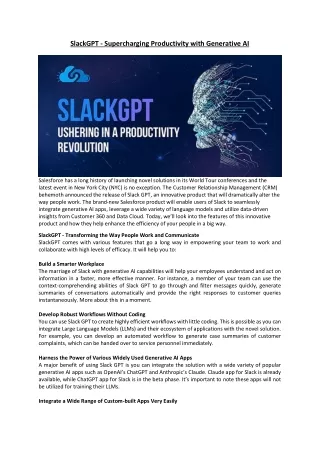 SlackGPT - Supercharging Productivity with Generative AI
