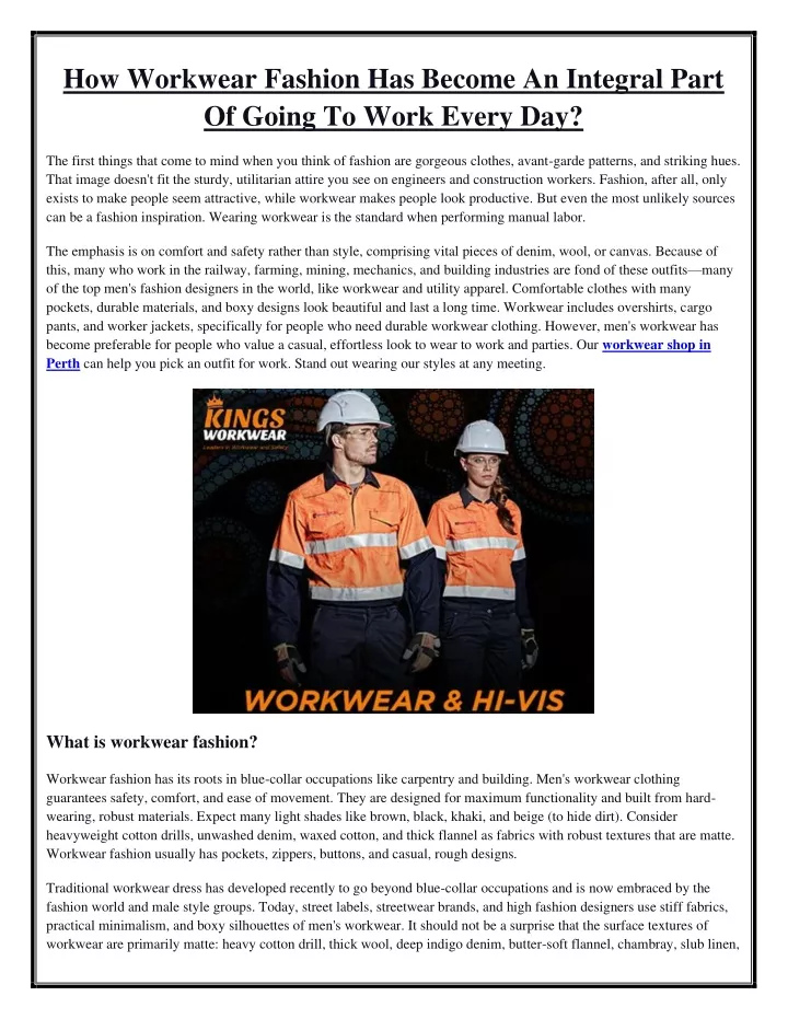 how workwear fashion has become an integral part