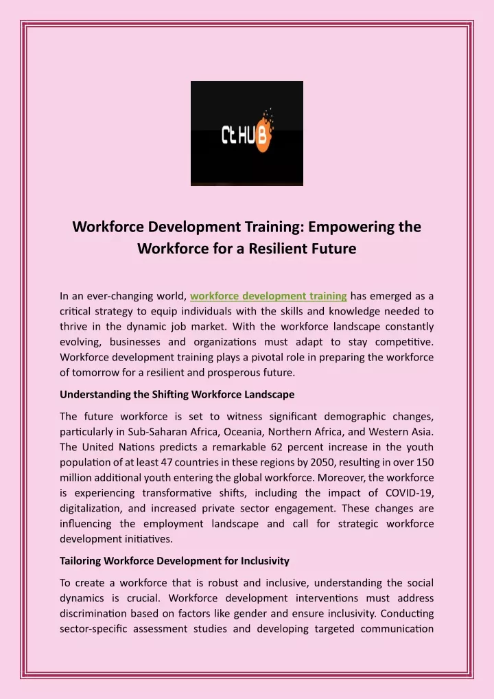 workforce development training empowering
