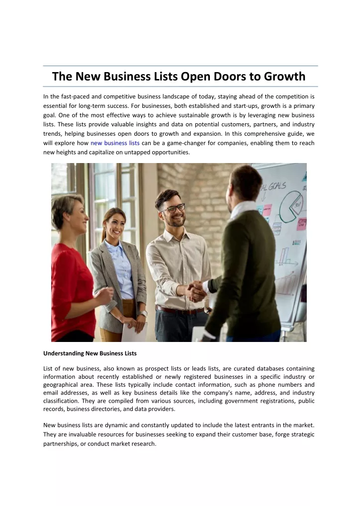 the new business lists open doors to growth