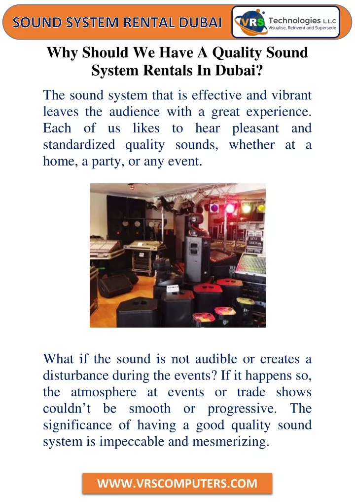 why should we have a quality sound system rentals