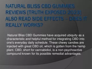 Natural Bliss CBD Gummies Reviews