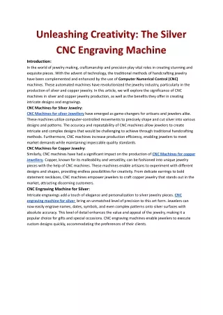 unleashing creativity the silver cnc engraving
