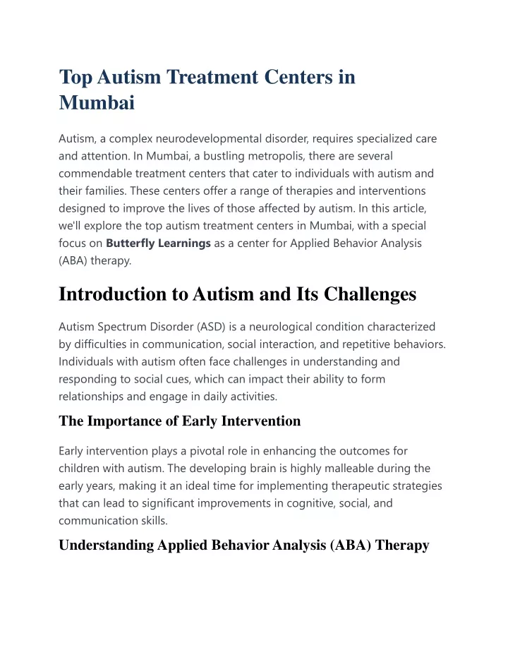top autism treatment centers in mumbai