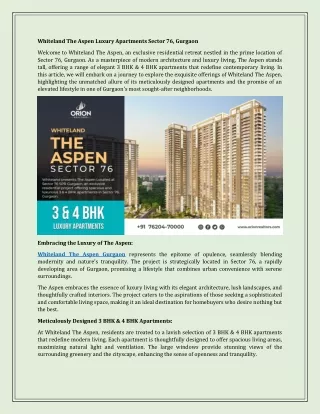 Whiteland The Aspen Sector 76 Gurgaon