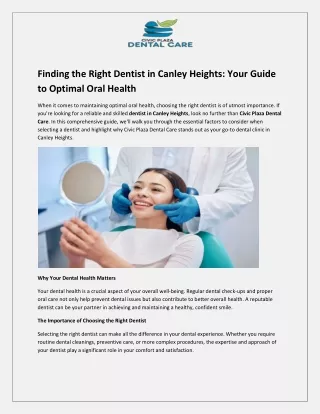 Finding the Right Dentist in Canley Heights