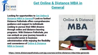Get Online & Distance MBA in General