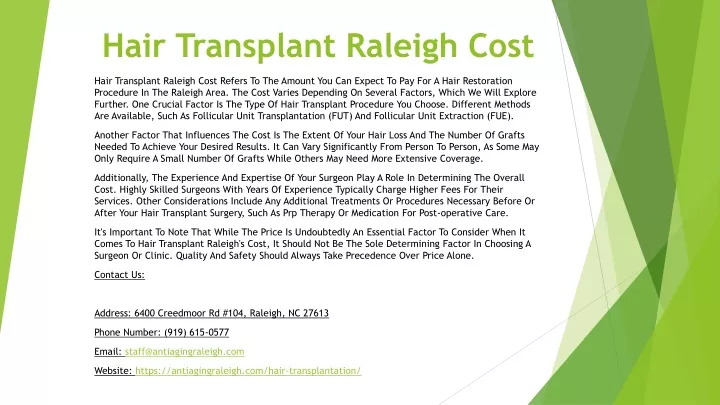 hair transplant raleigh cost