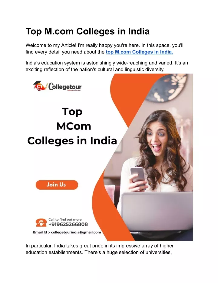 top m com colleges in india