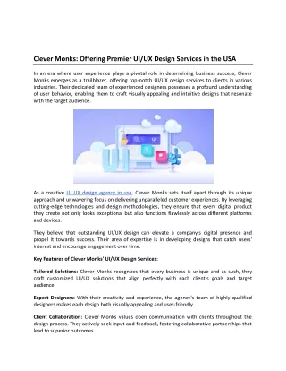 Clever Monks: Offering Premier UI/UX Design Services in the USA