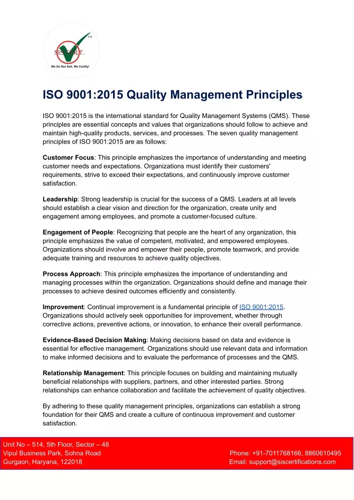 iso 9001 2015 quality management principles