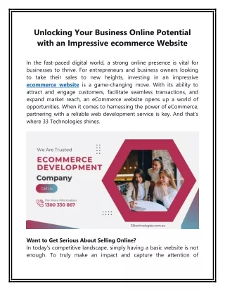 Unlocking Your Business Online Potential with an Impressive ecommerce Website