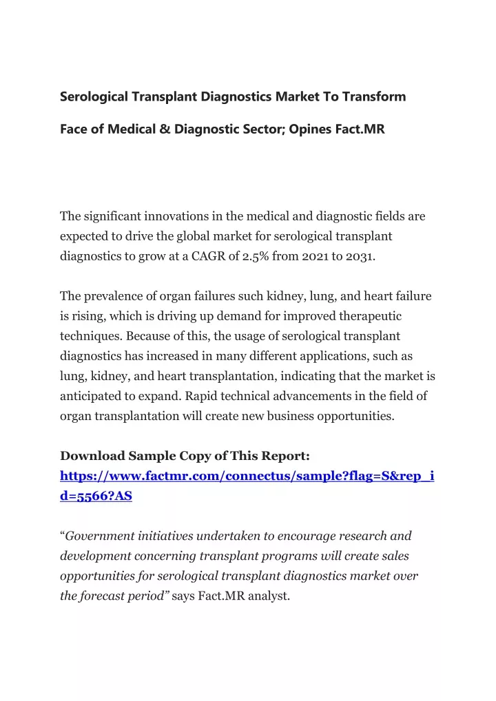 serological transplant diagnostics market