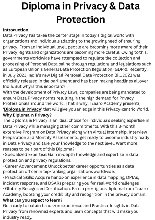 diploma in privacy data protection organizations
