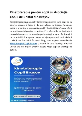 Kinetoterapie pentru copii cu Asociația Copiii de Cristal din Brașov