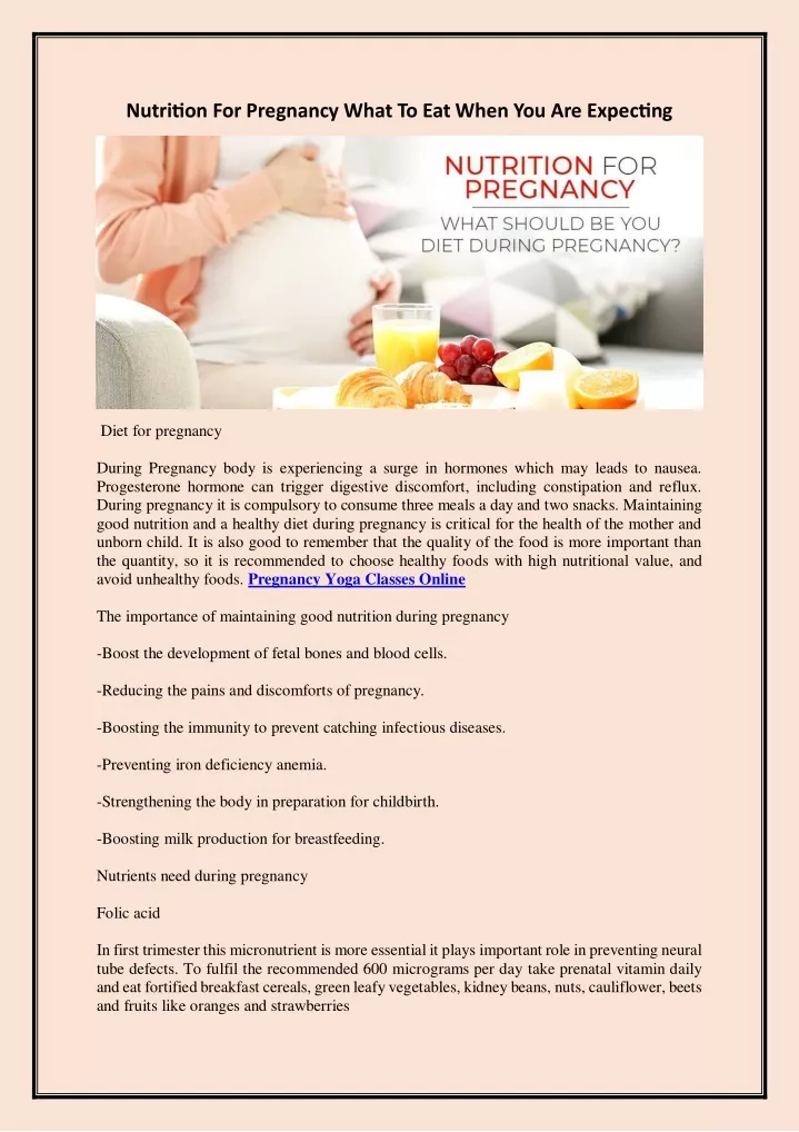 nutrition for pregnancy what to eat when