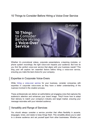 10 Things to Consider Before Hiring a Voice-Over Service