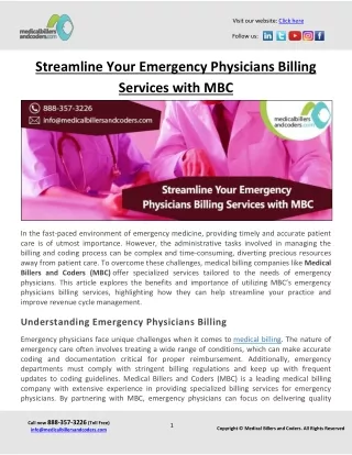 Streamline Your Emergency Physicians Billing Services with MBC