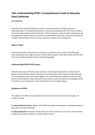 title understanding pcod a comprehensive guide