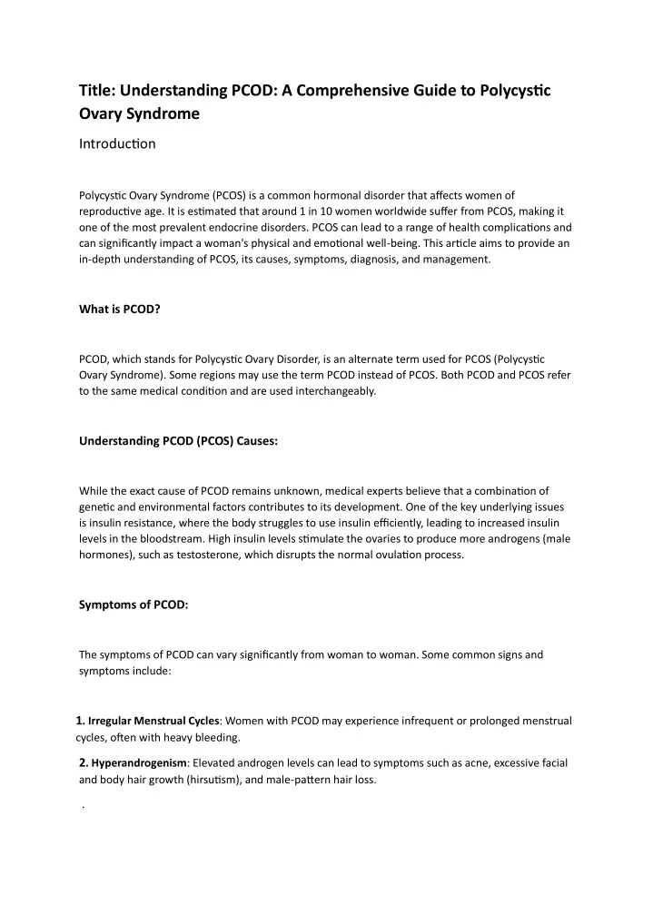 title understanding pcod a comprehensive guide