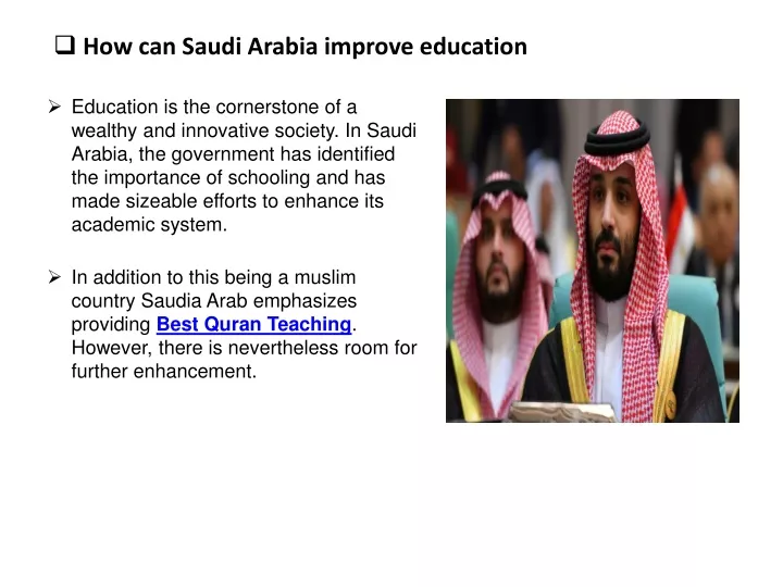 how can saudi arabia improve education