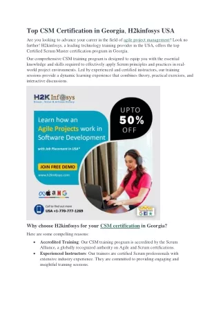 top csm certification in georgia h2kinfosys usa