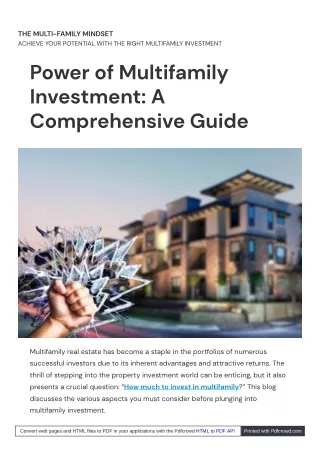 Discover the Power of Multifamily Investment.