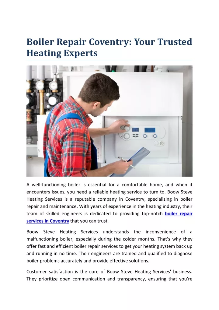 boiler repair coventry your trusted heating