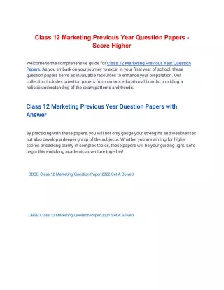 class 12 marketing previous year question papers