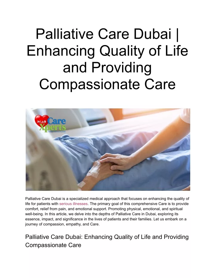 palliative care dubai enhancing quality of life