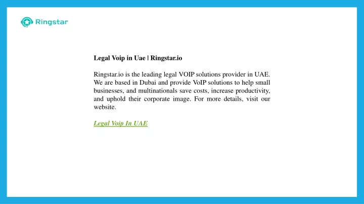 legal voip in uae ringstar io ringstar