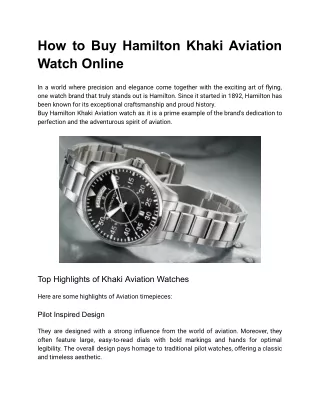 How to Buy Hamilton Khaki Aviation Watch Online.docx