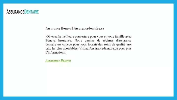 assurance beneva assurancedentaire ca obtenez