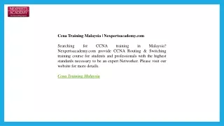 Ccna Training Malaysia  Nexpertsacademy.com
