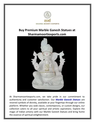 Buy Premium Marble Ganesh Statues at Sharmamoortiexports.com