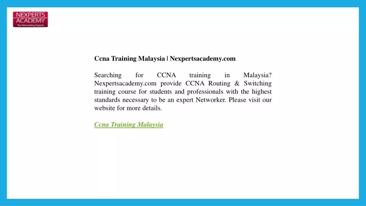 ccna training malaysia nexpertsacademy